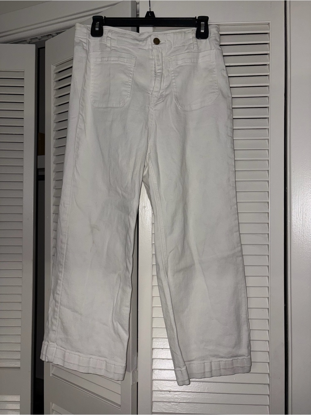 Cropped White Women's Jeans - Clean Wide Leg Style